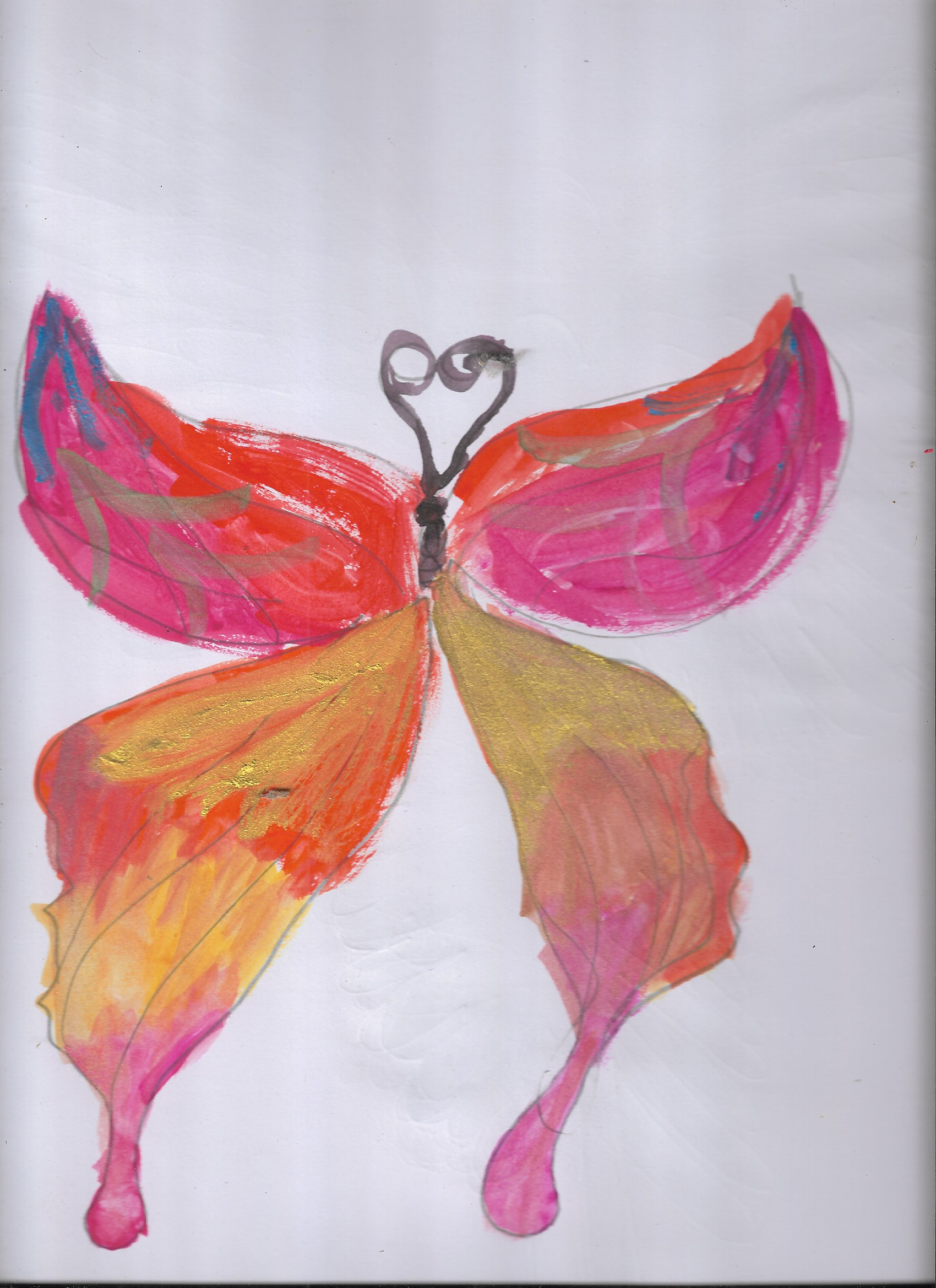 Pink Metallic Butterfly Drawing