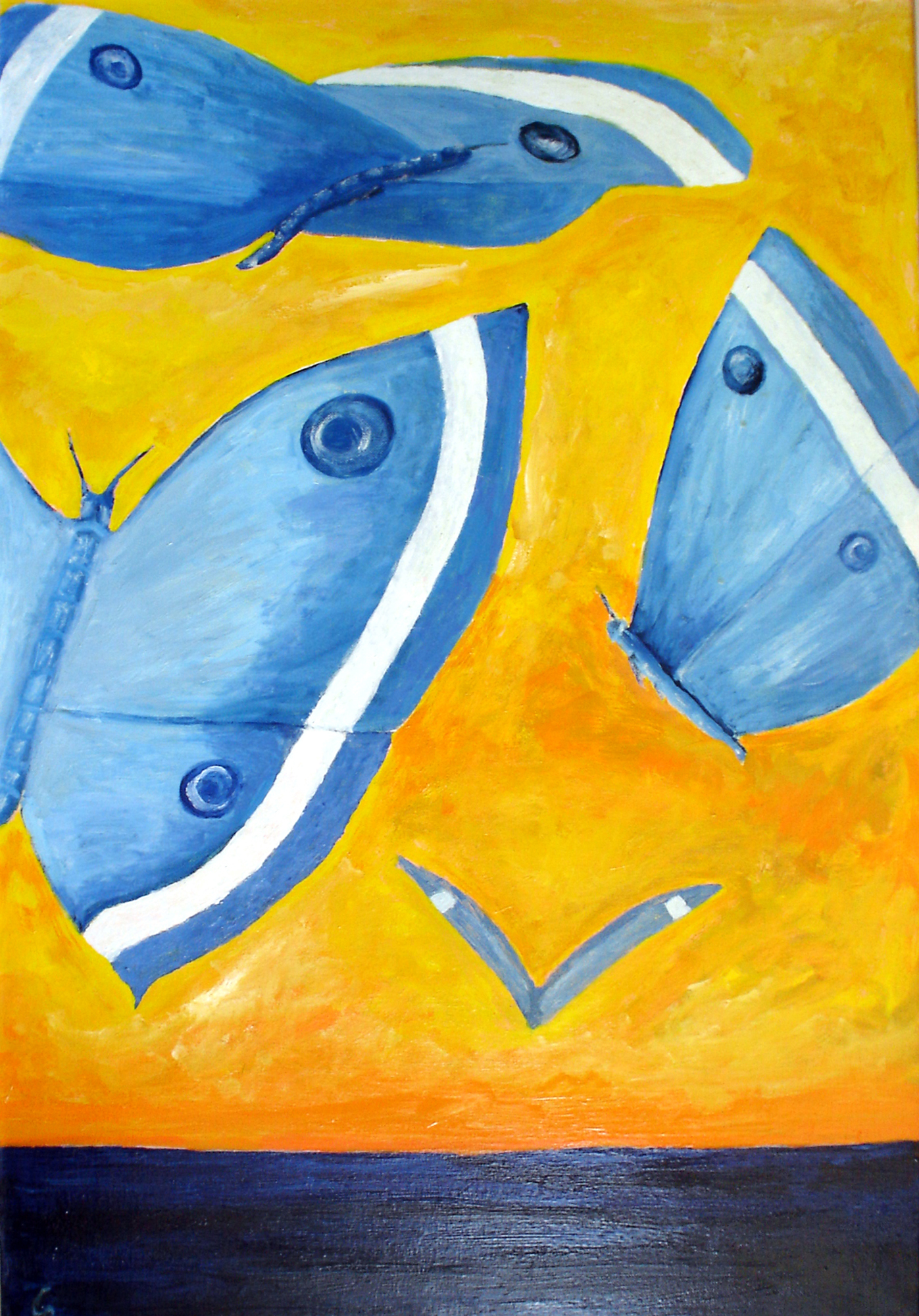 Abstract Blue Butterflies