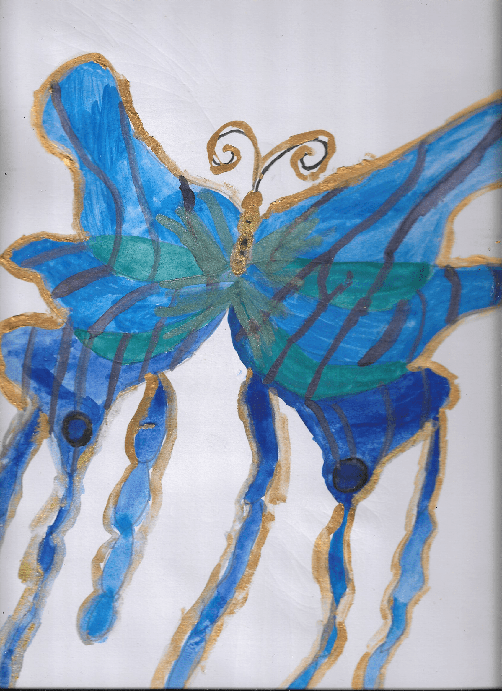 Blue Metallic Butterfly Drawing