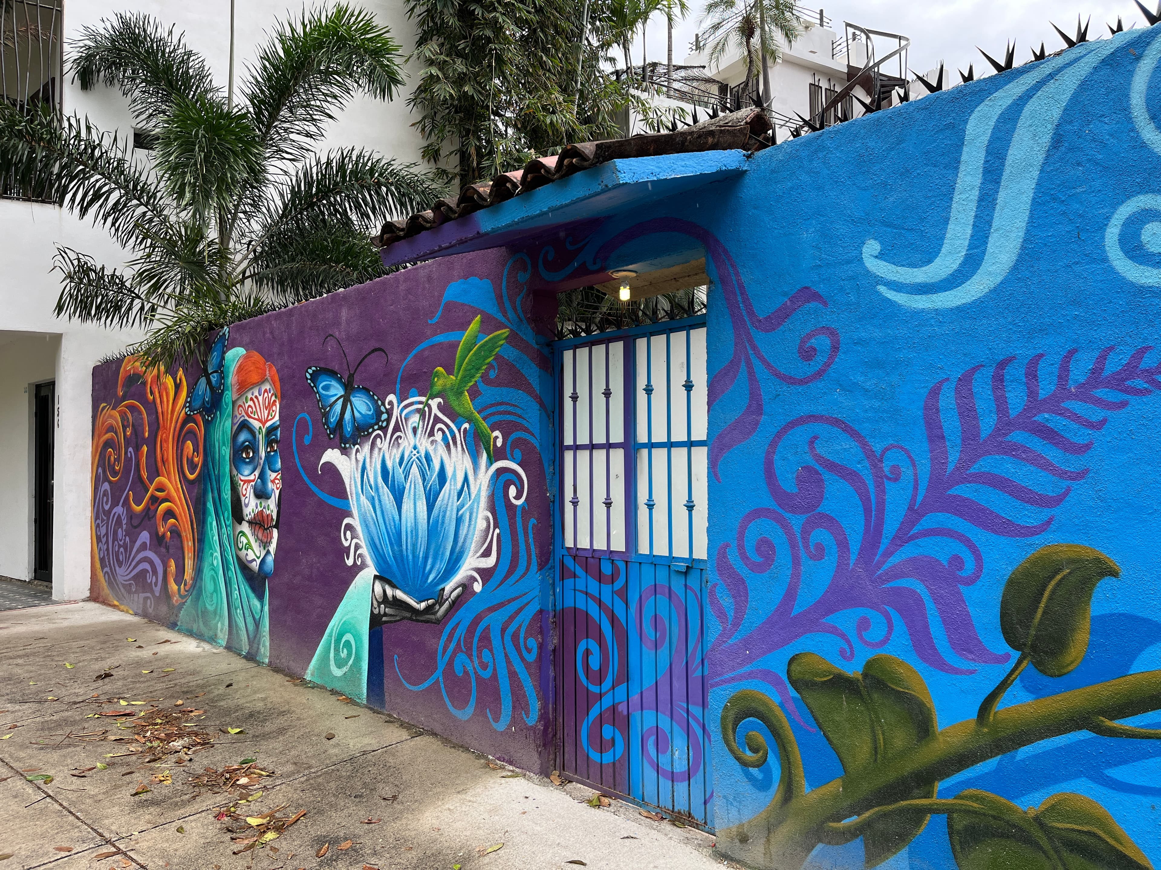 N/A (Image depicts a mural, not a real butterfly)