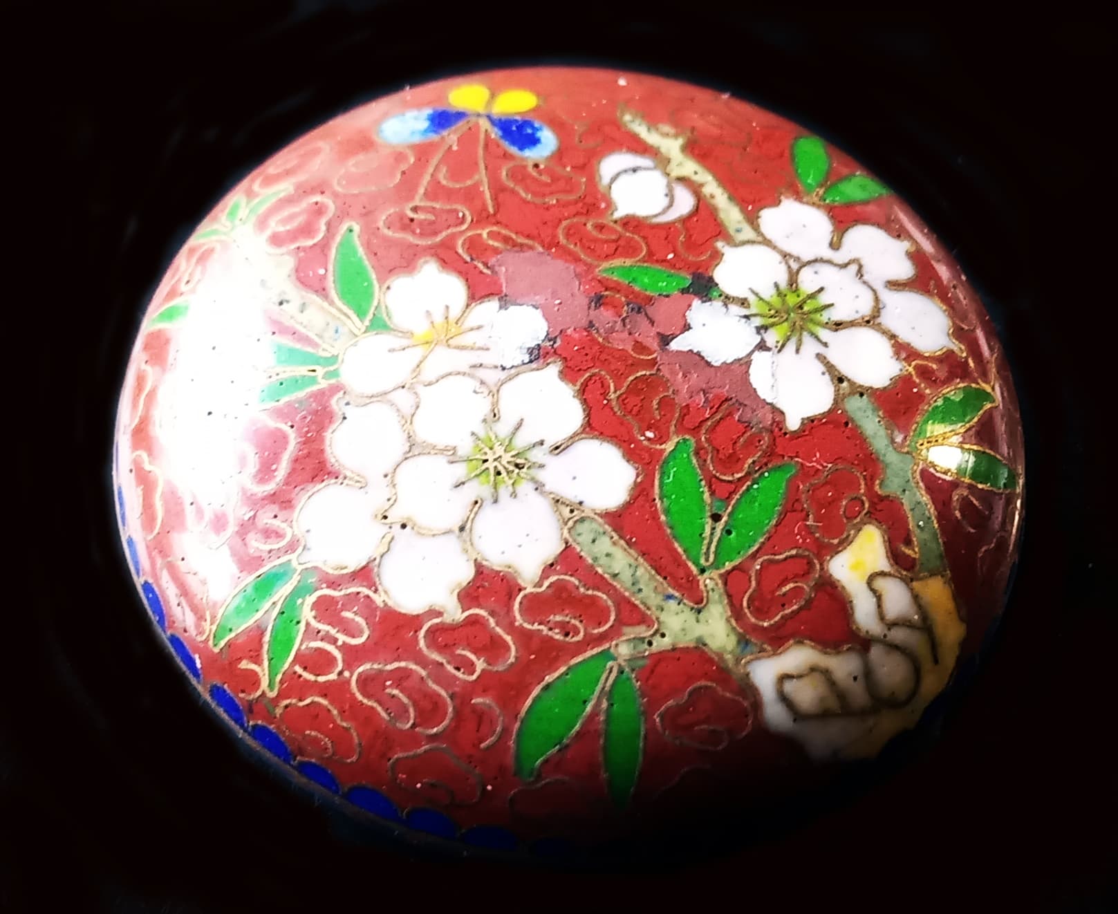Small Chinese oval cloisonné box